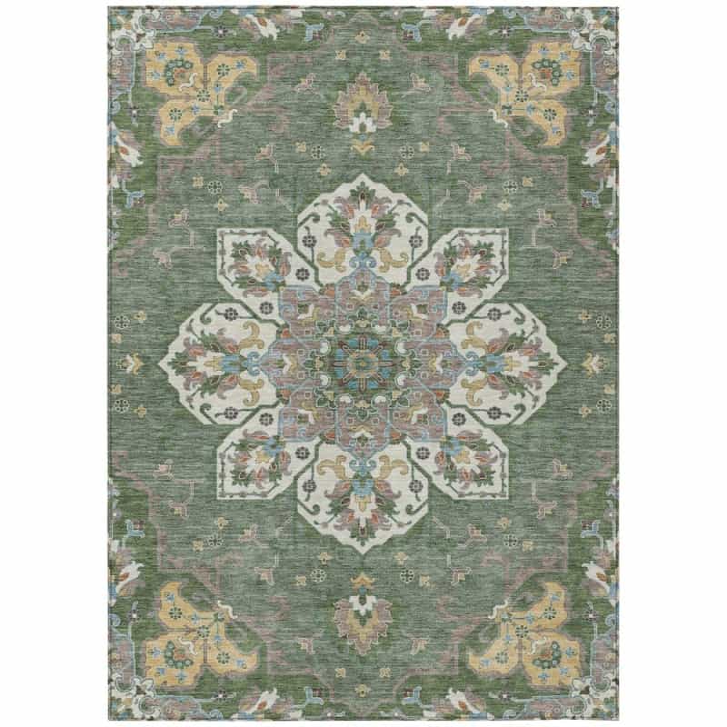 Machine Washable Indoor/Outdoor Chantille Acn2194 Green 2'6" X 3'10" Rug