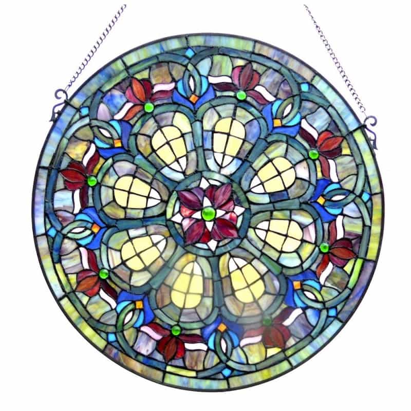 Tiffany-Glass Baroque Window Panel 24"