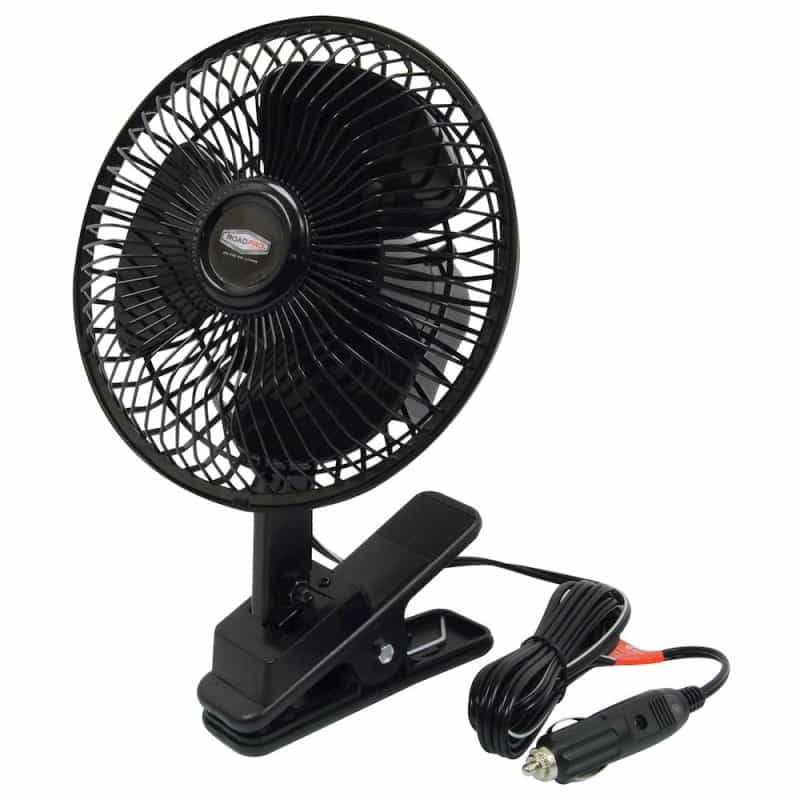 12V Clip-On Or Dash Mount Oscillating Portable Electric Cooling Car Fan Black