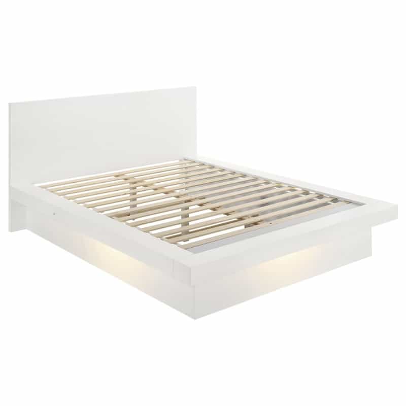 Jessica Wood Queen Led Panel Bed Cream White