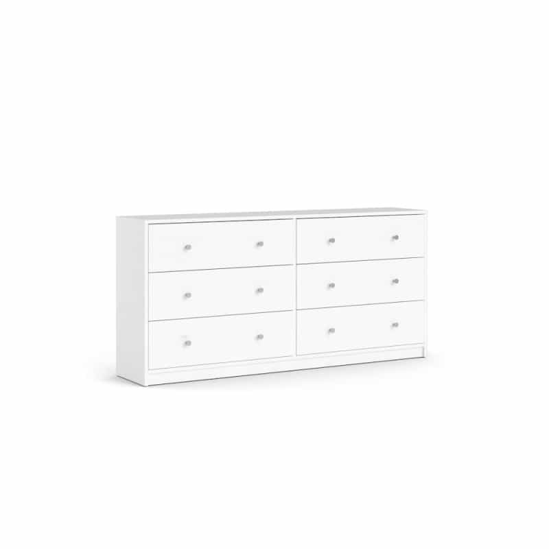 Portland 6 Drawer Double Dresser, White