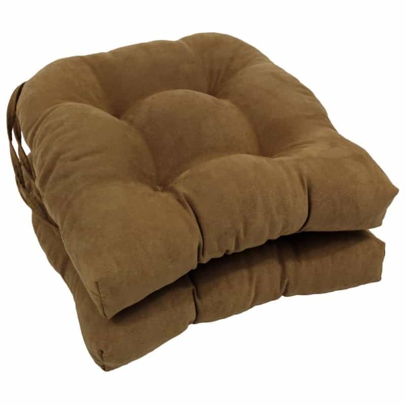 16-Inch Solid Microsuede U-Shaped Tufted Chair Cushions (Set Of 2)
