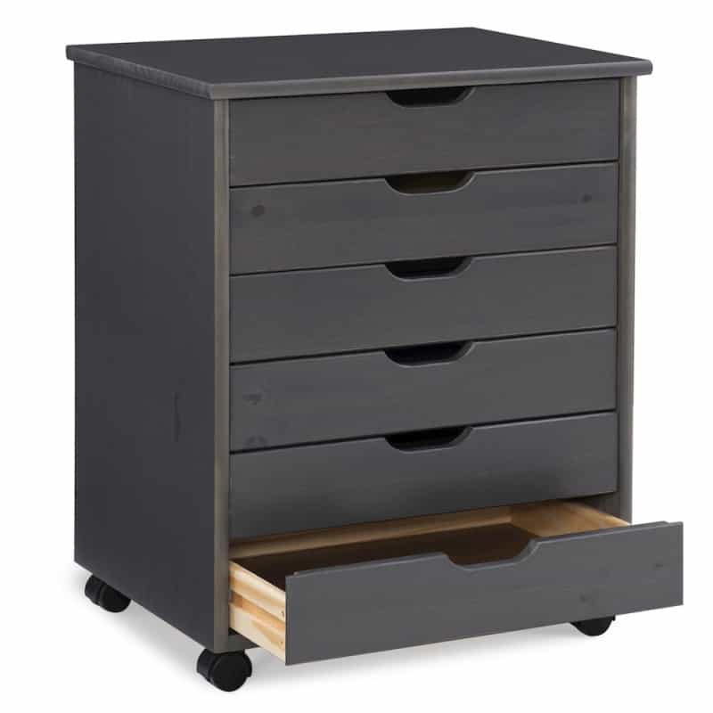 Cary Six Drawer Wide Roll Cart, Grey