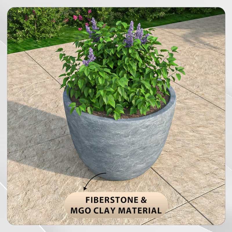 Dahlia Series Poly Stone Planter In Aged Concrete 14.4 Dia, 10.8 High