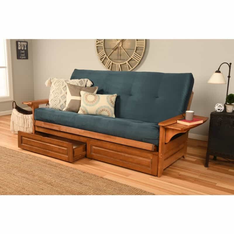 Phoenix Frame-Barbados Finish-Suede Navy Mattress-Storage Drawers