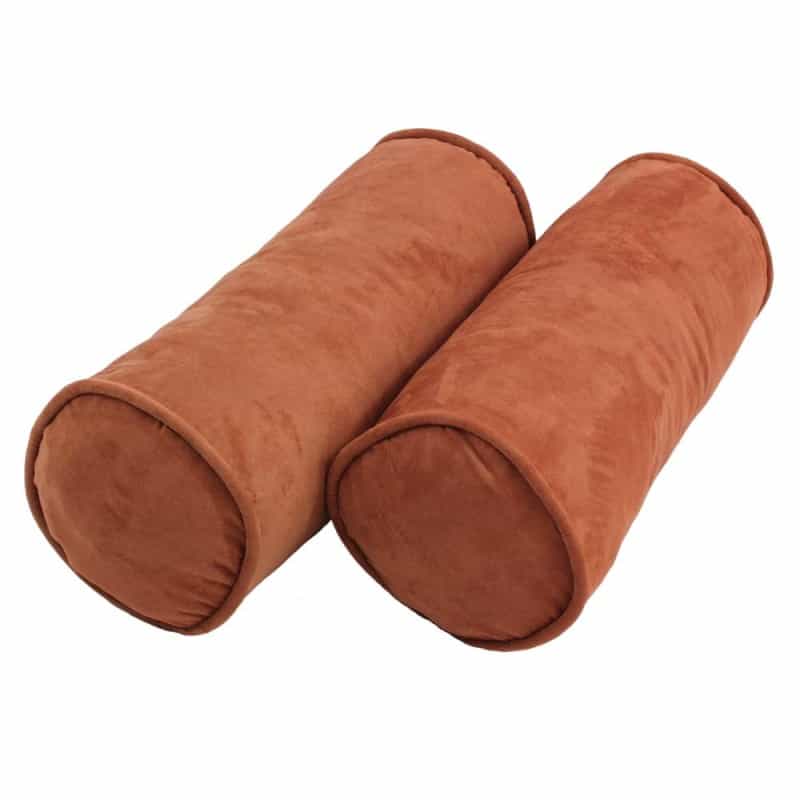 20-Inch By 8-Inch Double-Corded Solid Microsuede Bolster Pillows With Inserts (Set Of 2) 9814-Cd-S2-Ms-Sp