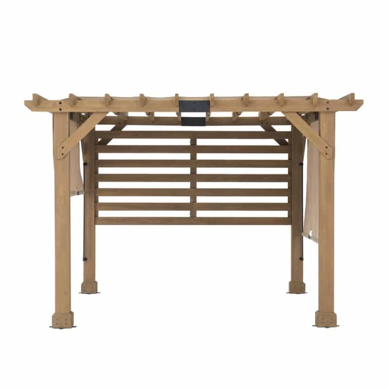 Sunjoy 10 X 11 Ft Cedar Wood Frame Pergola With Adjustable Canopy&Privacy Screen