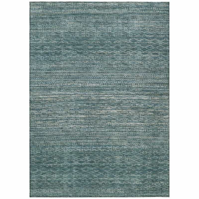 Machine Washable Indoor/Outdoor Chantille Acn2150 Teal 5' X 7'6" Rug