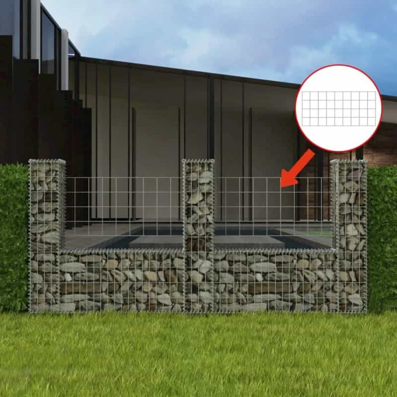 Vidaxl Gabion Basket U-Shape Galvanised Steel 94.5"X7.9X39.4", 142546