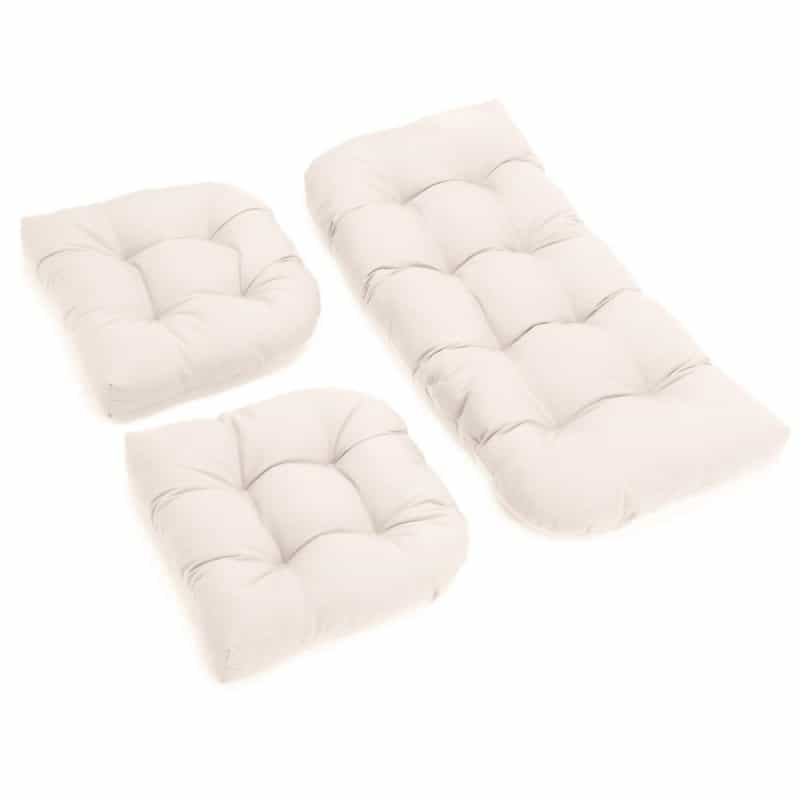 U-Shaped Twill Tufted Settee Cushion Set (Set Of 3)