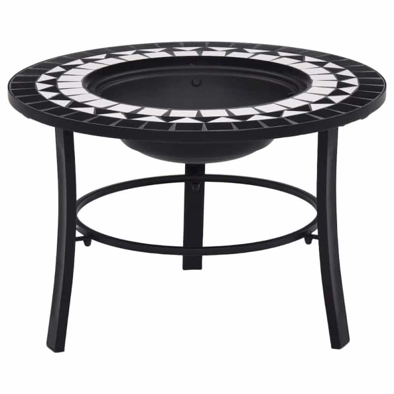 Vidaxl Mosaic Fire Pit Black And White 26.8" Ceramic, 46721