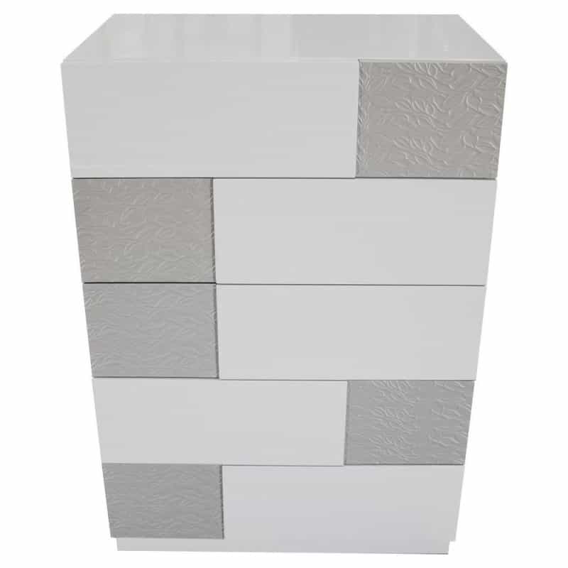Best Master Naple 5-Drawer Poplar Wood Bedroom Chest In Gray/Silver Line