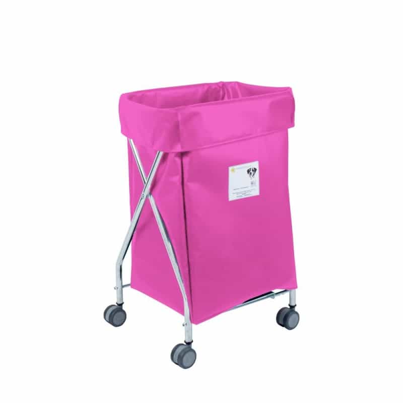 Narrow Collapsible Hamper With Pink Vinyl Bag, 5 Bushel Capacity