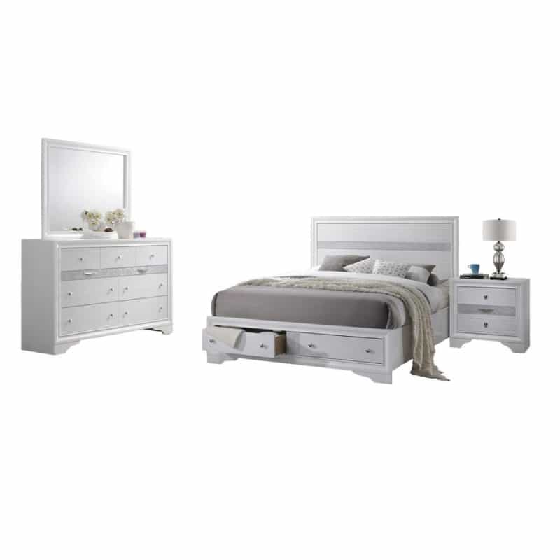 Catherine White Platform Queen Bed - White