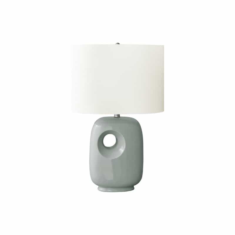 26"H, Table Lamp, Green Ceramic, Ivory / Cream Shade, Contemporary, Modern