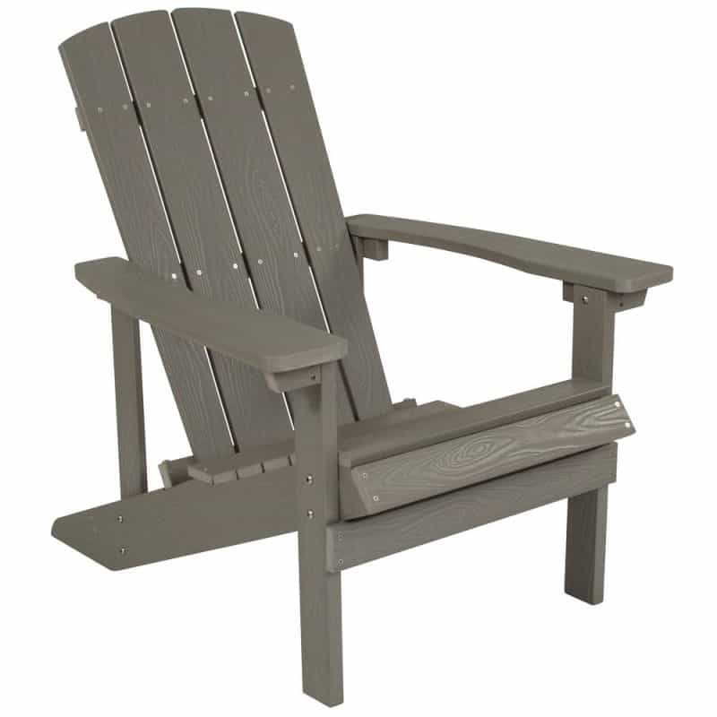 Commercial All-Weather Poly Resin Wood Adirondack Chair In Gray