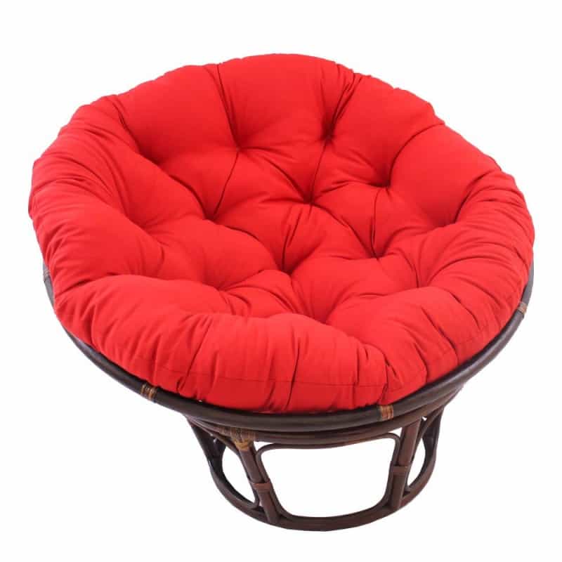 42-Inch Rattan Papasan Chair With Solid Twill Cushion