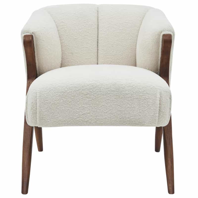 Florence Faux Shearling Fabric Accent Chair Brown Legs