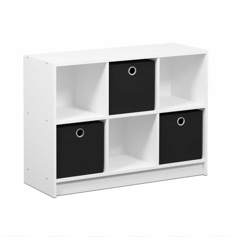 Furinno 99940 Basic 3X2 Bookcase Storage W/Bins, White/Black