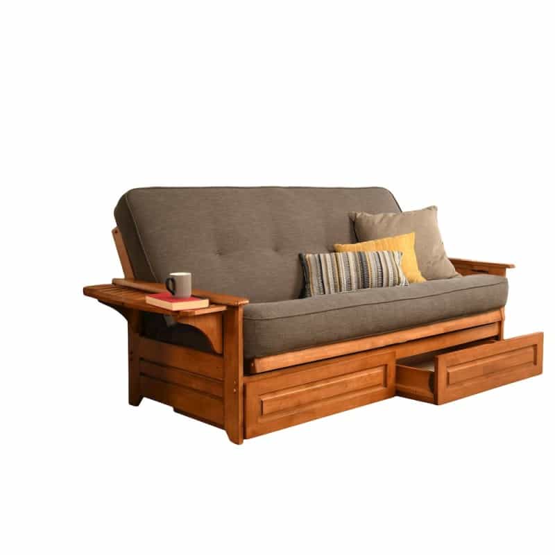 Phoenix Frame-Barbados Finish-Linen Cocoa Mattress-Storage Drawers