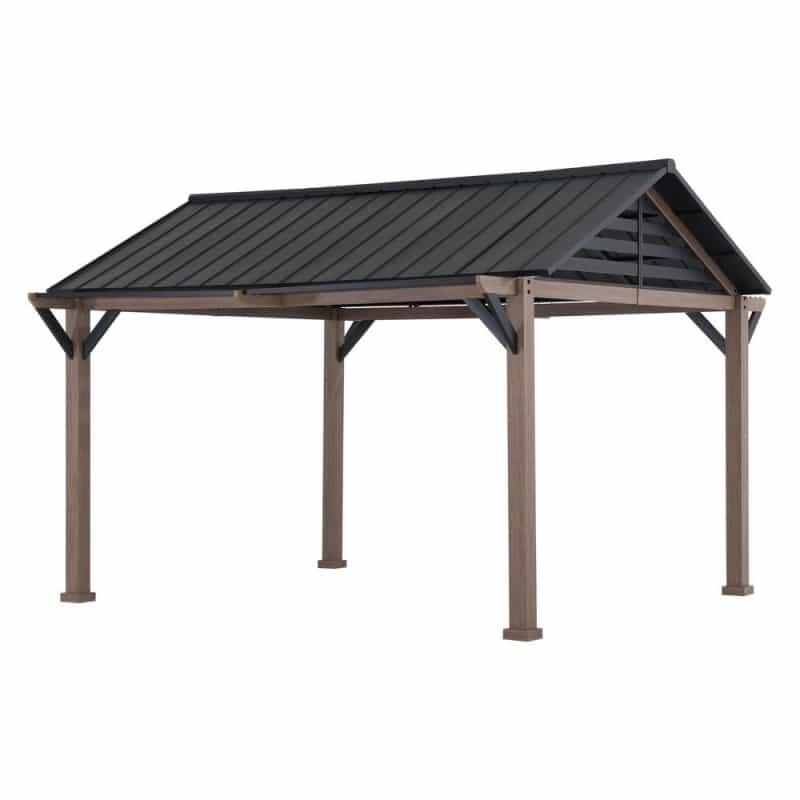 Sunjoy Kinzie 13 X 13 Ft Hardtop Gazebo With Pergola Awnings