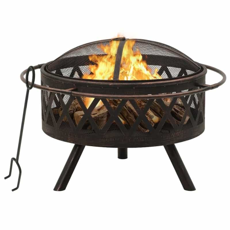 Vidaxl Rustic Fire Pit With Poker 29.9" Xxl Steel, 311885