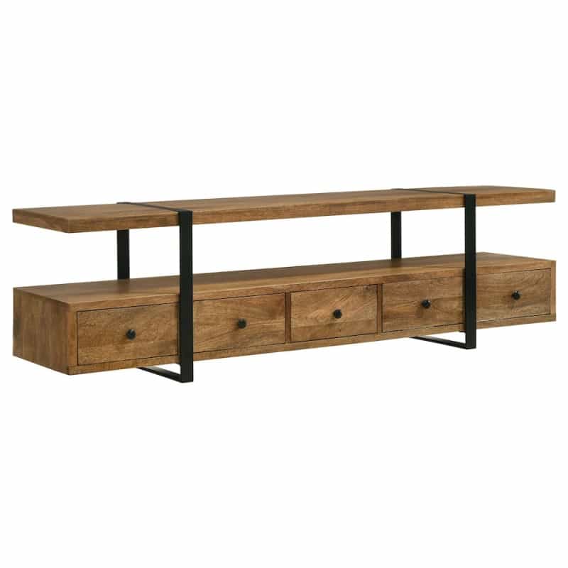 Otto 5-Drawer Mango Wood 70" Tv Stand Media Console Brown