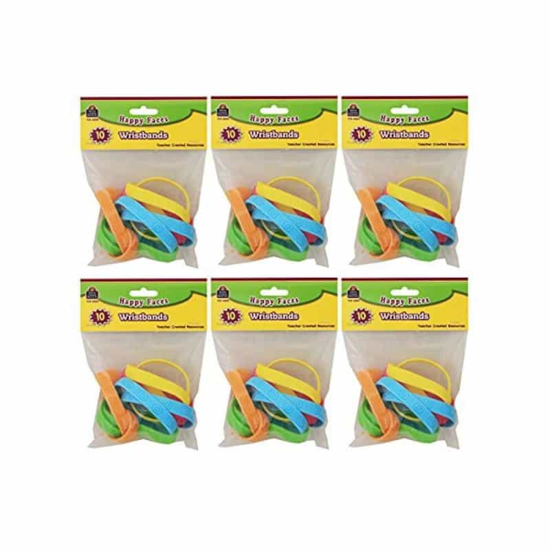Happy Faces Wristbands, 10 Per Pack, 6 Packs