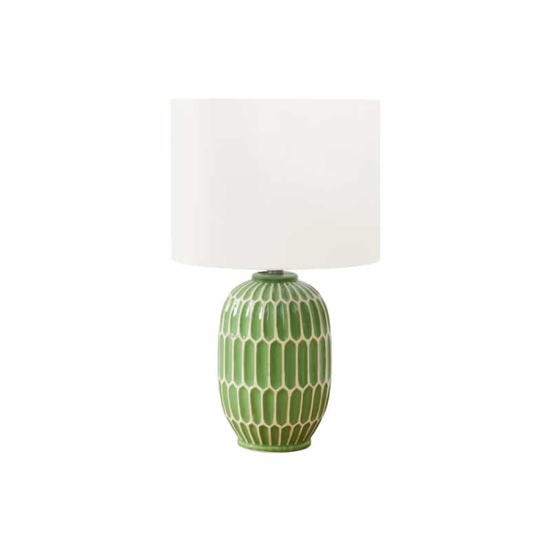 22"H, Table Lamp, Green Ceramic, Ivory / Cream Shade, Contemporary, Modern