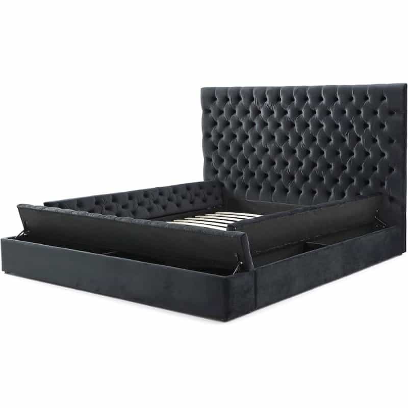 Cosmopolitan Velvet Tufted Upholstered Storage Platform With Headboard