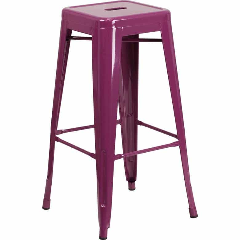 Commercial Grade 30" High Backless Purple Indoor-Outdoor Barstool