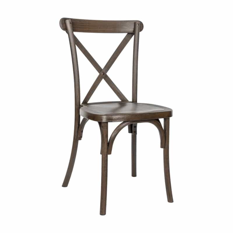 Hercules Commercial Dark Brown Wood Look Stackable Resin Cross Back Chair
