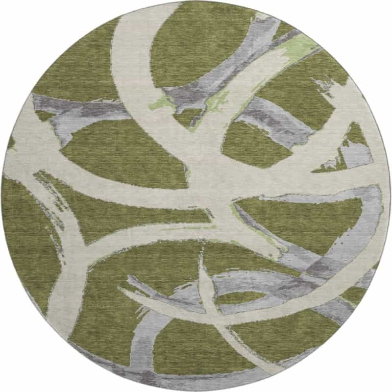 Premium Machine Washable Mayfield Amf1022 Olive 8' X 8' Round Rug