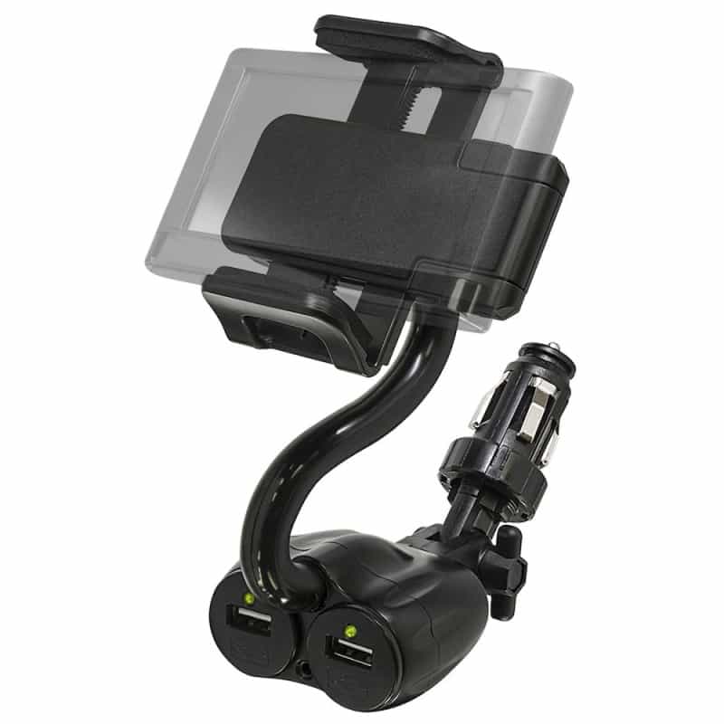 Tekgrip 12V Power Dock Mount Phone Holder Two Charging Ports Hands Free