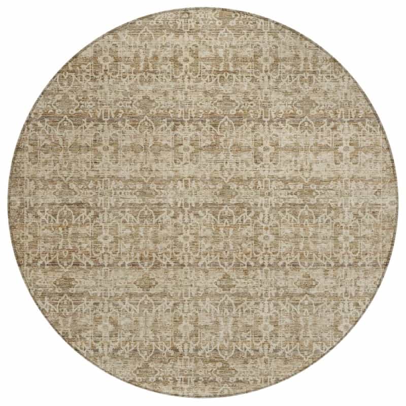 Machine Washable Indoor/Outdoor Chantille Acn2152 Brown 8' X 8' Round Rug