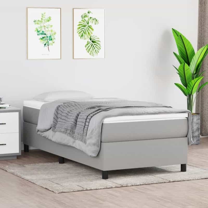 Box Spring Bed With Mattress Light Gray 39.4"X79.9" Twin Xl Fabric