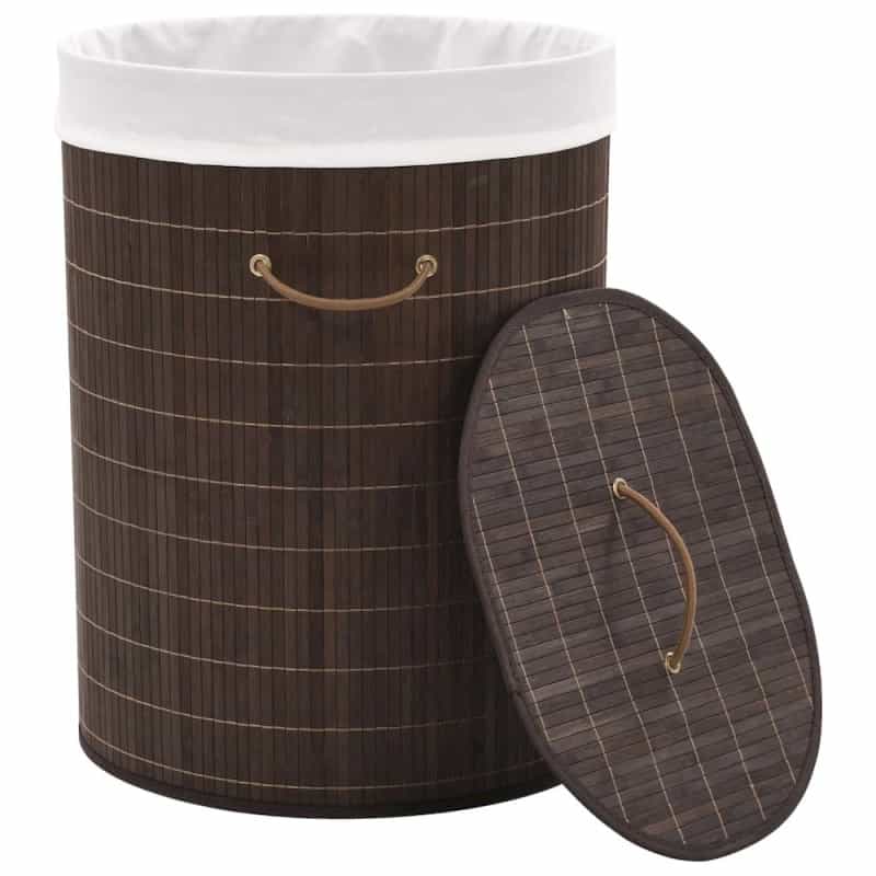 Vidaxl Bamboo Laundry Bin Oval Dark Brown, 242728