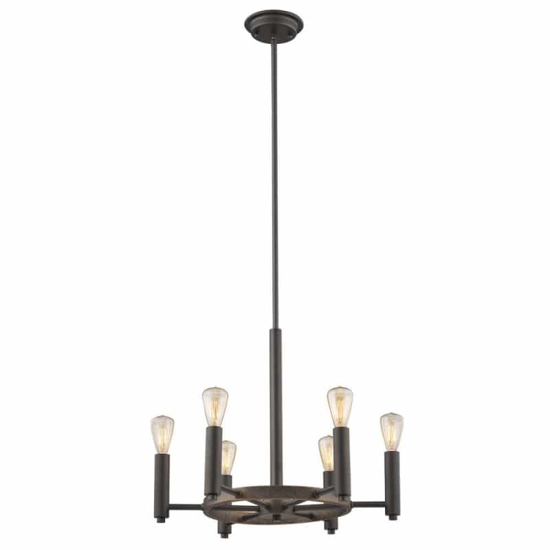 Ironclad Industrial-Style 6 Light Rubbed Bronze Ceiling Pendant 20" Wide