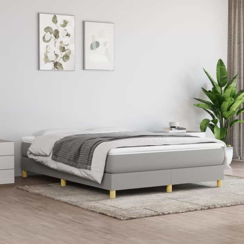 Bed Frame Light Grey 100% Polyester Fabric, Plywood, Engineered Wood