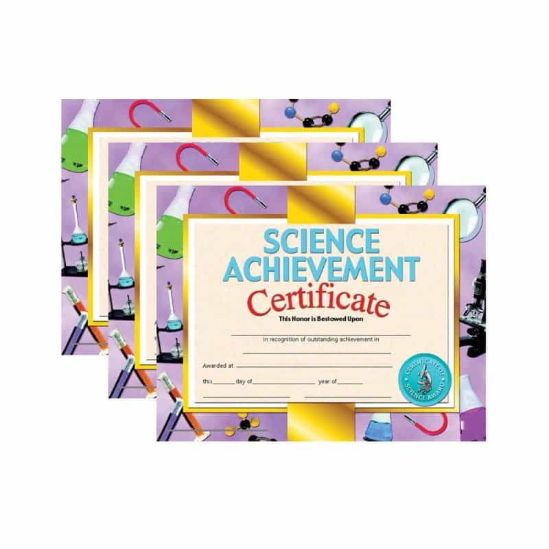 Science Achievement Certificate, 30 Per Pack, 3 Packs
