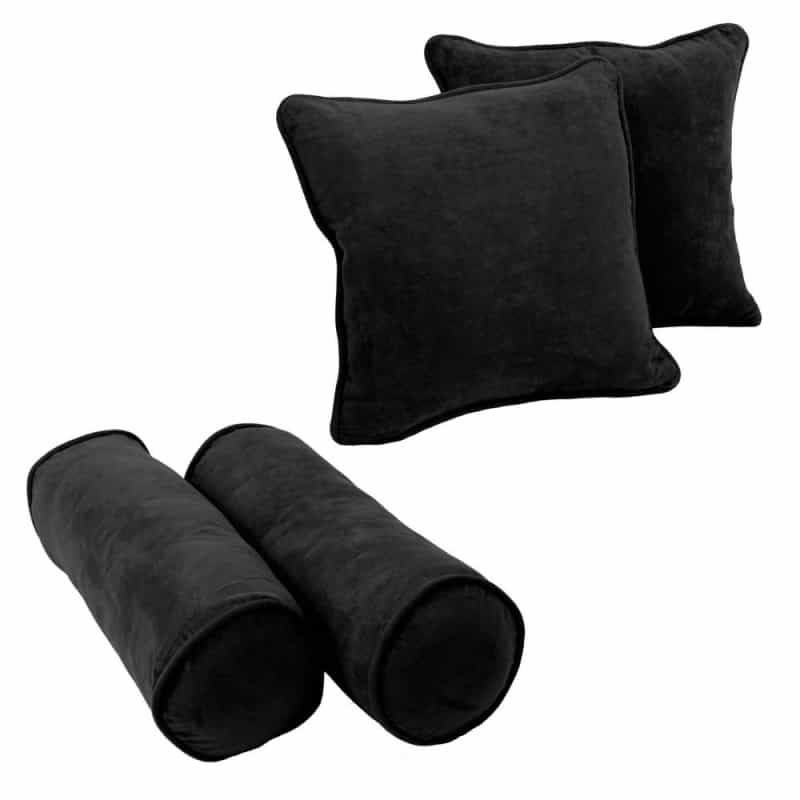 Double-Corded Solid Microsuede Throw Pillows With Inserts (Set Of 4) 9818-Cd-S4-Ms-Bk