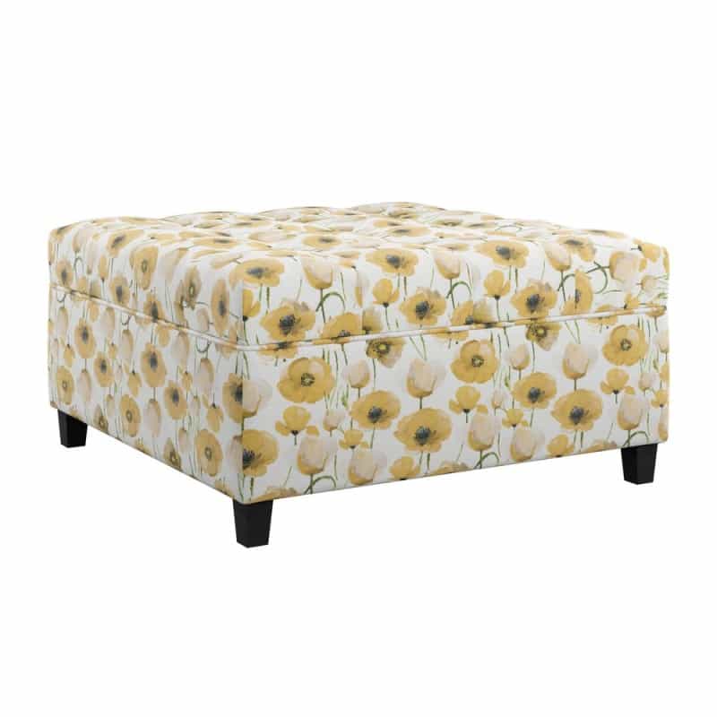 Storage Ottoman With Durable Upholstery And Wood Legs
