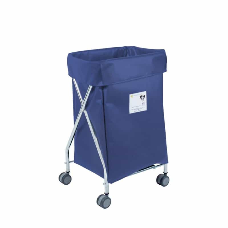Narrow Collapsible Hamper With Navy Vinyl Bag, 5 Bushel Capacity