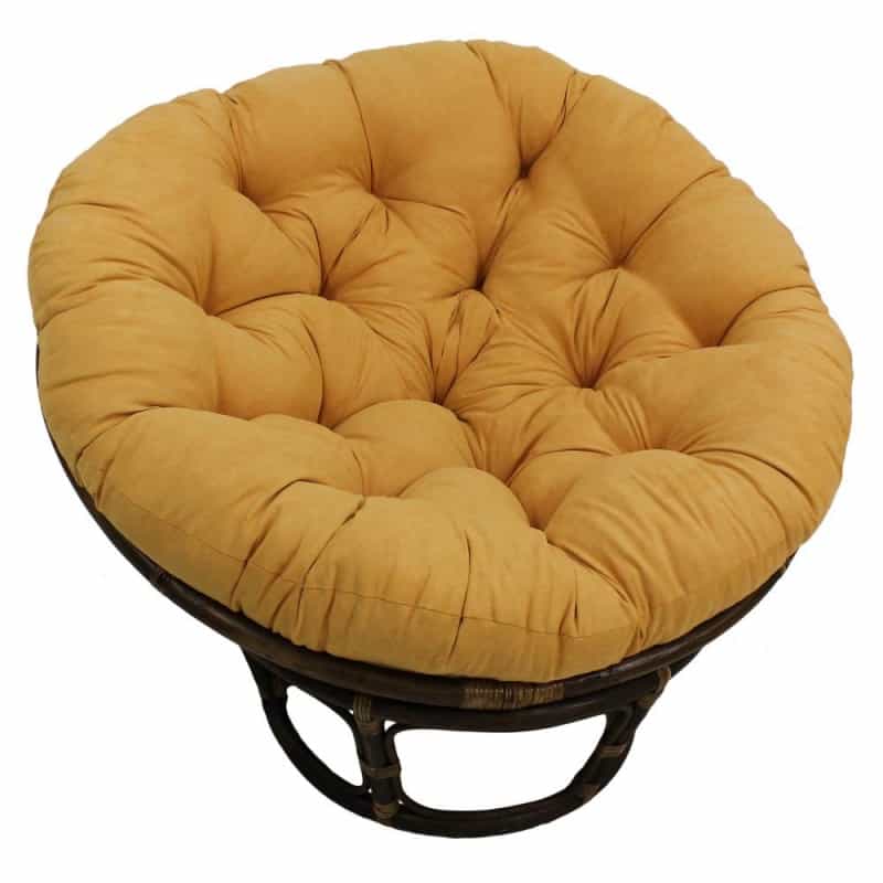 Rattan 42-Inch Papasan Chair With Micro Suede Cushion