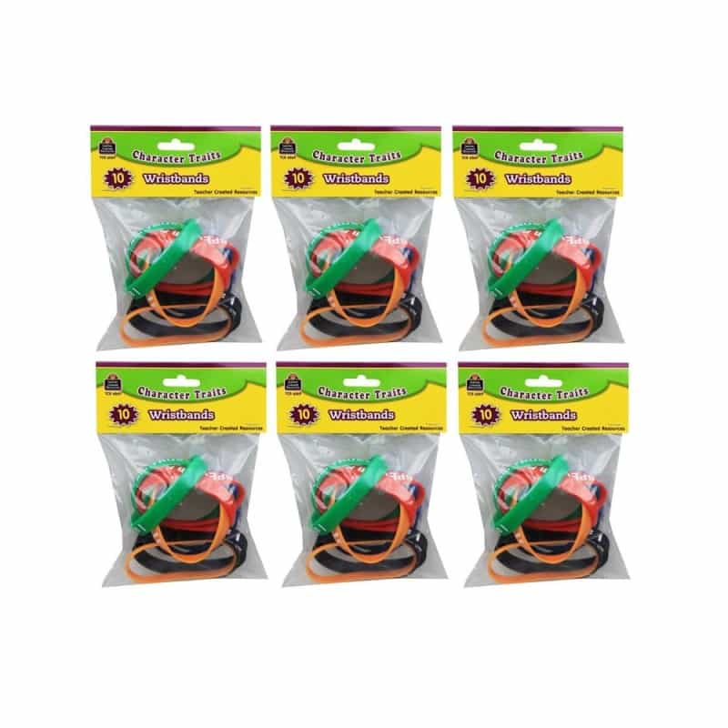 Character Traits Wristband Pack, 10 Per Pack, 6 Packs