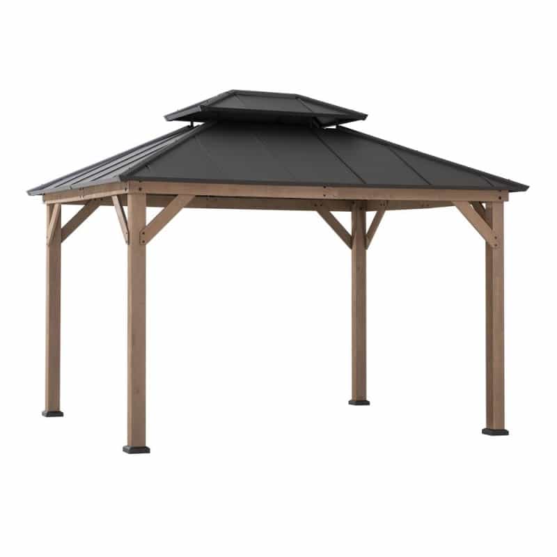 Sunjoy 10 Ft. X 12 Ft. Cedar Framed Gazebo With Steel Hardtop