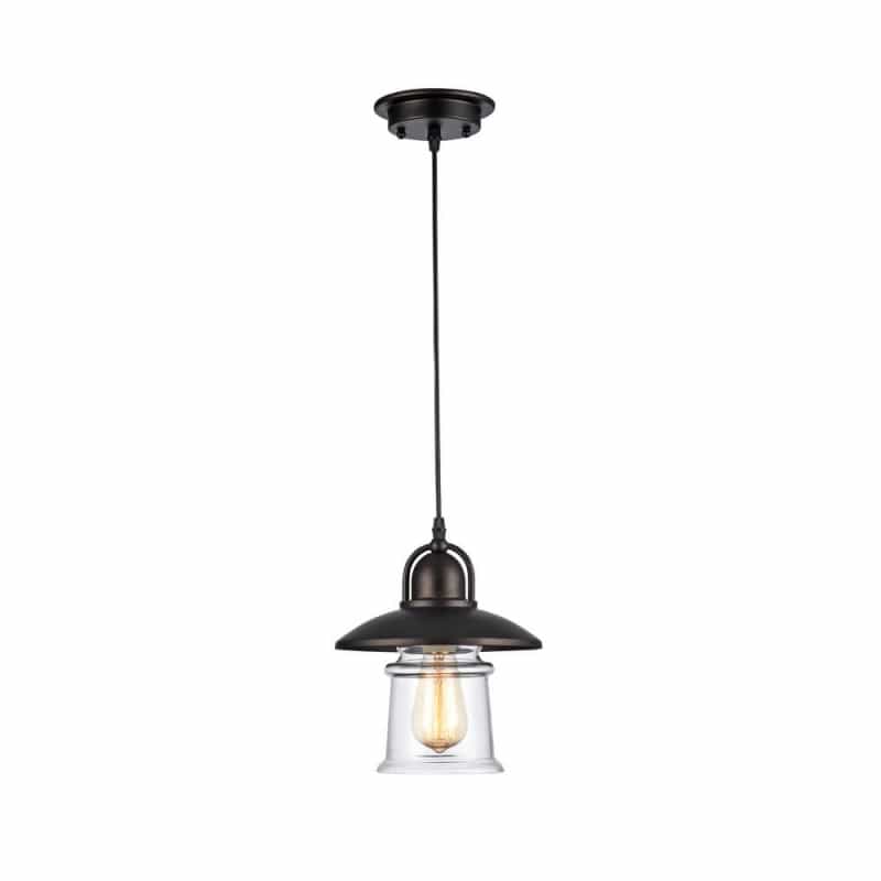 Manette Industrial-Style 1 Light Rubbed Bronze Ceiling Mini Pendant 9" Shade