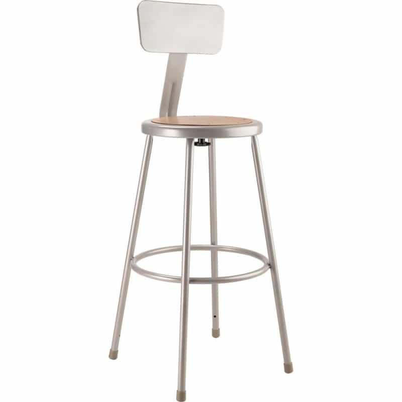 Nps® 30"Heavy Duty Steel Stool With Backrest, Grey