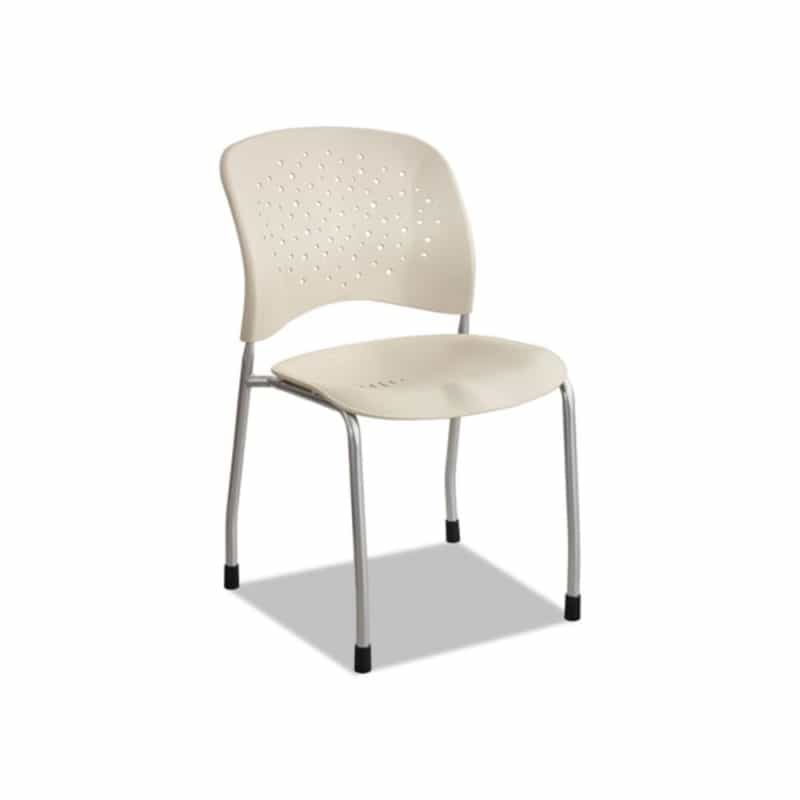 Reve Guest Chair With Straight Legs, 19" X 24.5" X 33.5", Latte Seat, Latte Back, Silver Base, 2/Carton
