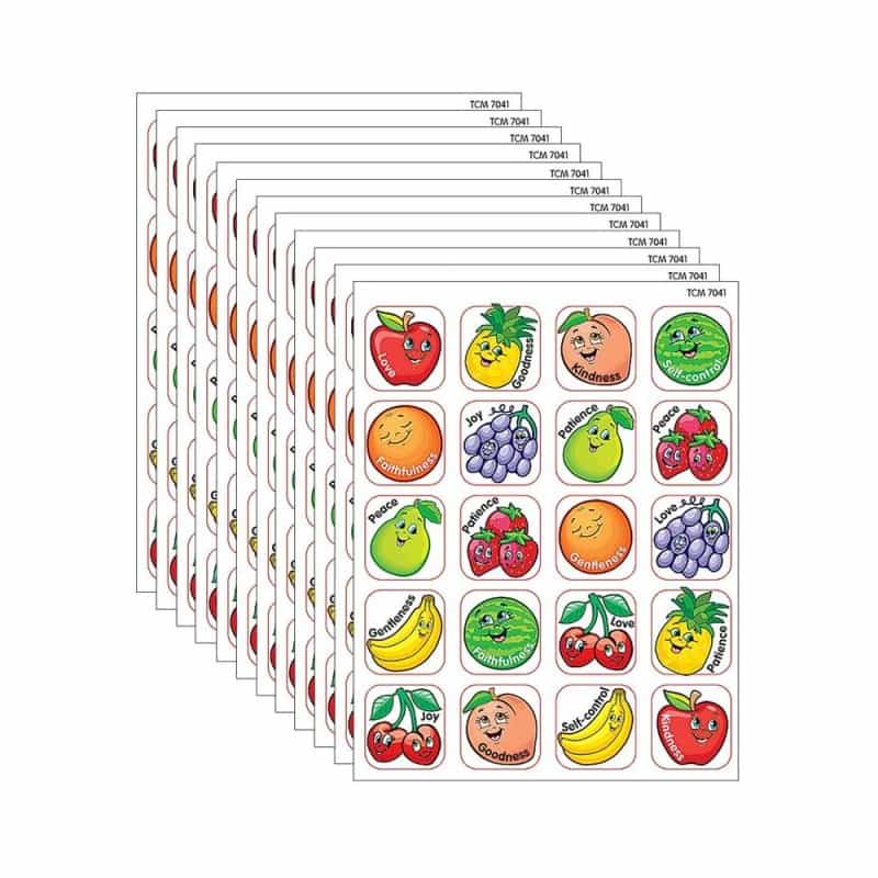 Fruit Of The Spirit Stickers, 120 Per Pack, 12 Packs